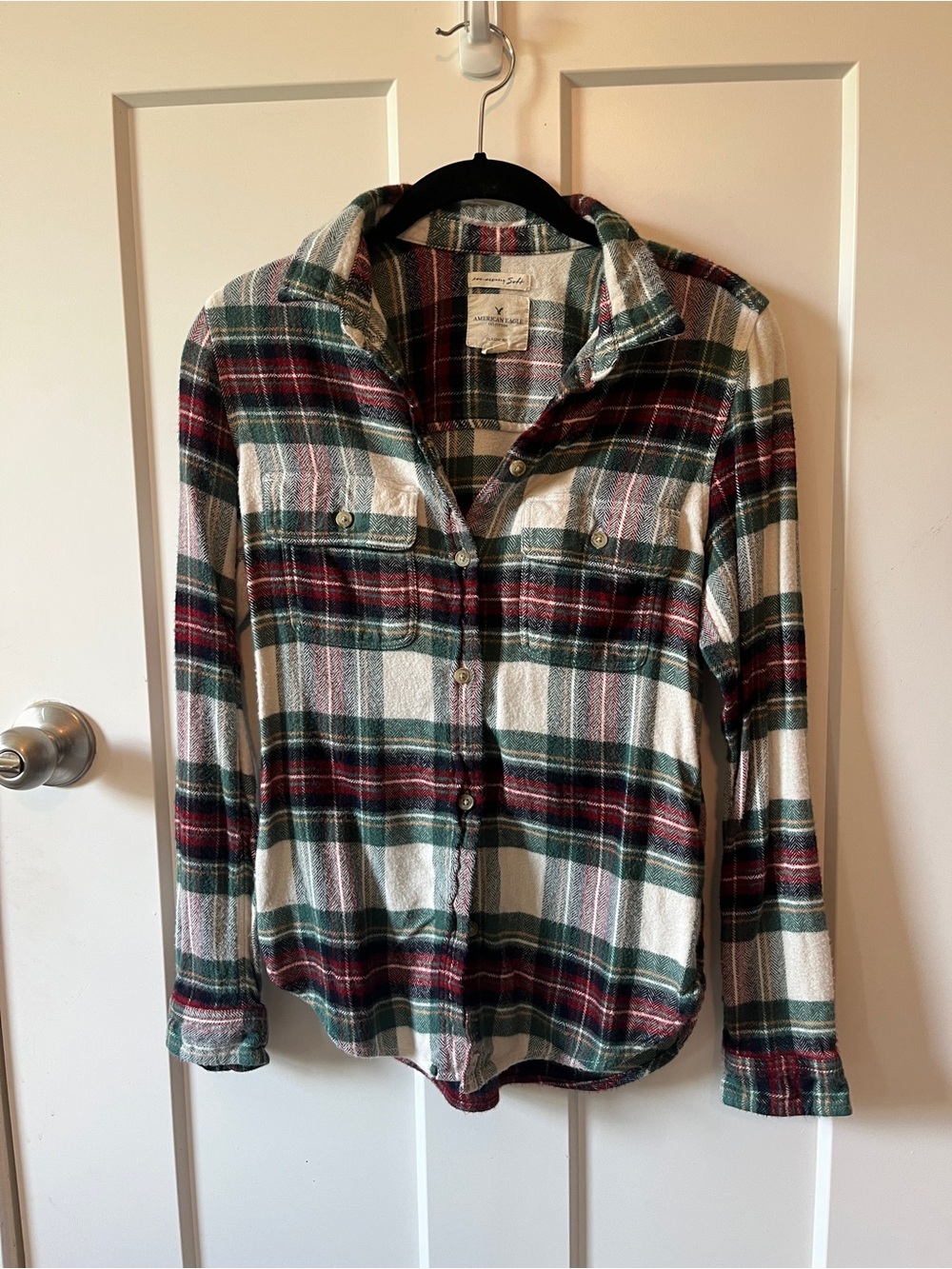 American Eagle Outfitter’s Plaid Button-Up Shirt - Green & Red